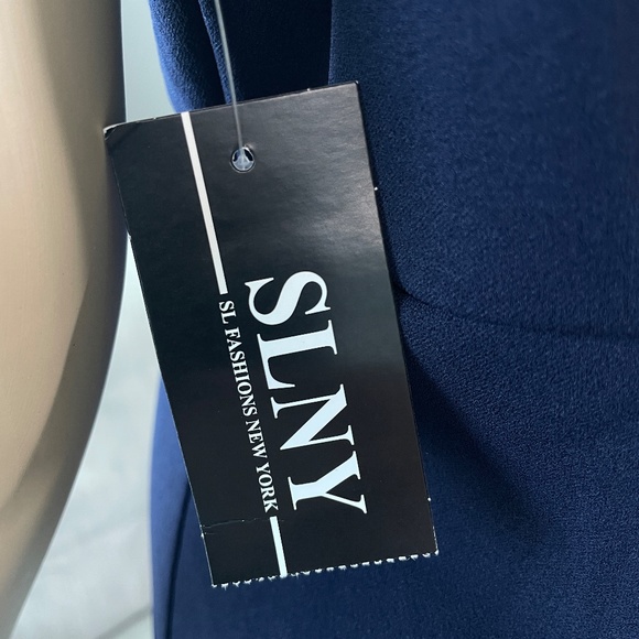 S.L.Fashions Long V-Neck Sleeveless Fit and Flare Dress Sequin with Slit NWT 18 - Picture 12 of 15